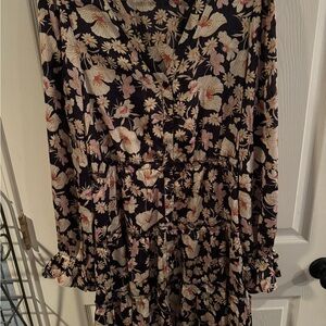 mittoshop Black Floral Long-Sleeve Tiered Dress